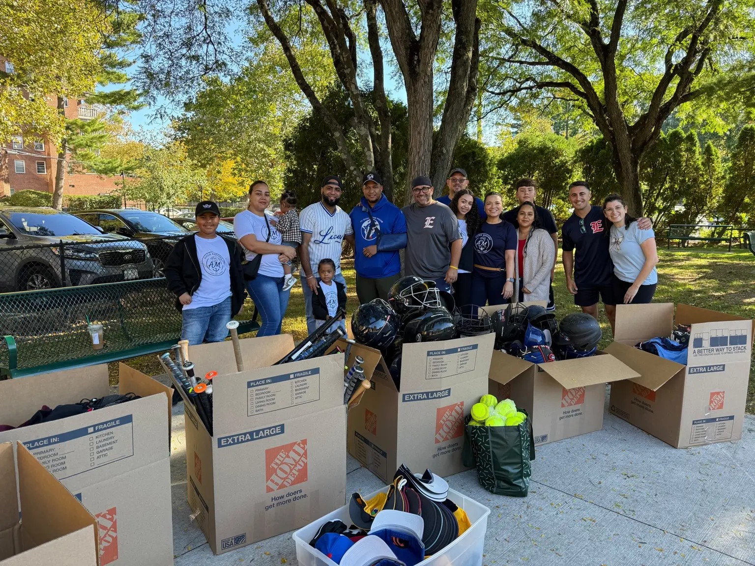 Donors and volunteers at the community collection event